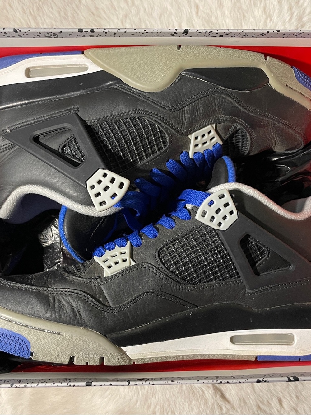 Air Jordan 4 Retro LS Oreo Blue Size 10 Men’s Sneakers With Original Box - Picture 3 of 7